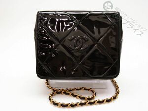 ◆Z5214 CHANEL シャネル マトラッセ ココマーク エナメル チェーン ショルダー バッグ