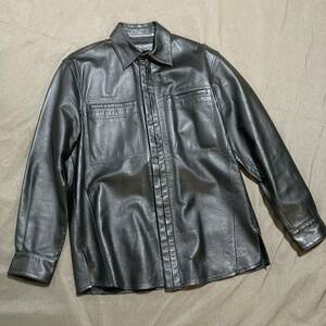 超美品！VALLANTAS RUCK DAM レザー シャツジャケット ピッグスキン 豚革 本革 メンズ size:L バランタス