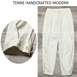 美品 テンハンドクラフテッドモダン タックの入ったきれいなシルエット リネン パンツ 白 ホワイト TENNE HANDCRAFTED MODERN 石田ゆり子