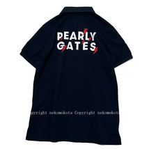 未使用 タグ付き パーリーゲイツ ワッペン バックプリント UV 半袖 ポロシャツ 4 ネイビー TOKE NICO 吸汗速乾 日本製 PEARLY GATES_画像3