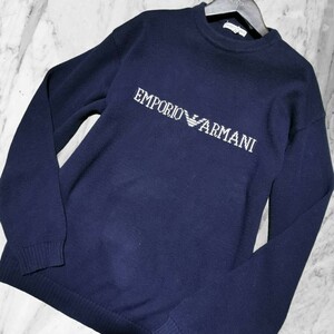 別格のオーラ◎ラグジュアリーの最高峰◎【エンポリオアルマーニ EMPORIO ARMANI】入手困難ロゴドン!!! セーター ニット ネイビー 48 L