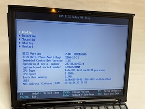 IBM Thinkpad x40 2371-3EJ　BIOS確認　難ありジャンク扱い