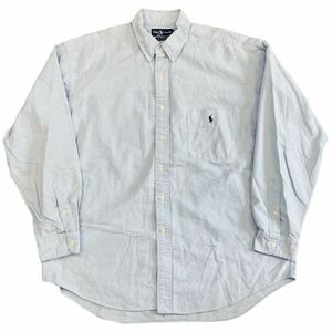 90s Ralph Lauren The Big Shirt ボタンダウンシャツ L スカイブルー 長袖 シャツ 無地 ワンポイント ロゴ Polo ポロ ラルフローレン