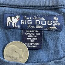 90s BIG DOGS 長袖 Tシャツ ネイビー 5XL JUST DO IT スウォッシュ パロディ ロンT ワンポイント 刺繍 ロゴ ビッグドッグ ヴィンテージ_画像3