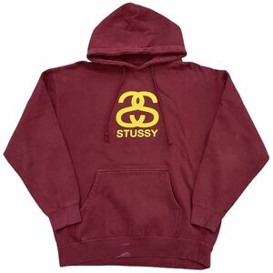 STUSSY スウェット パーカー L バーガンディ シャネル SSリンク ロゴ フーディー プルオーバー OLD オールド ステューシー