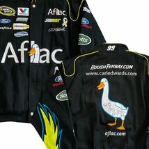 CHASE AUTHENTICS レーシング ジャケット M ブラック 総柄 Aflac アフラック Ford GOOD YEAR ワッペン 企業 刺繍 ブルゾン ヴィンテージ_画像1