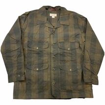 90s USA製 FILSON GARMENT オイルド ジャケット XL ブラウン チェック柄 ワックス コットン ハンティング フィルソン ガーメント_画像1