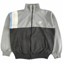 80s adidas トラックジャケット XL グレー スウェット ライン ジャージ トラックトップ フルジップ アディダス ヴィンテージ_画像1