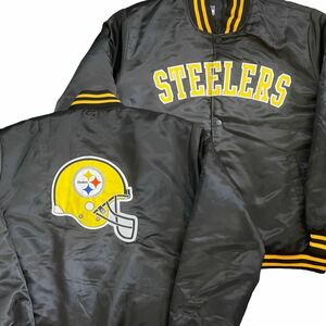 NFL Steelers スタジャン XXL ナイロン ジャケット ブラック 中綿 ロゴ スタジアムジャンパー スターター ステイラーズ ヴィンテージ