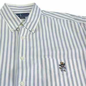 90s Ralph Lauren ポロベア The Big Shirt ボタンダウンシャツ XL ストライプ柄 長袖 シャツ Polo Bear ポロ ラルフローレン ヴィンテージ