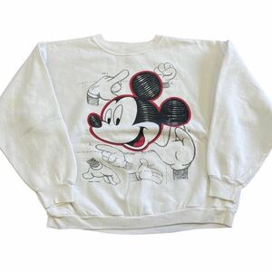 90s Mickey Unlimitedスウェット XL ホワイト 長袖 トレーナー ミッキーマウス ミッキー Disney ディズニー キャラクター ヴィンテージ