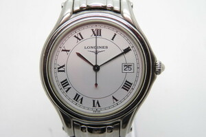 1円～【動作品】LONGINES ロンジン ゴールデンウイング メンズ　クオーツ腕時計　デイト　L3.606.4　シルバー　ホワイト文字盤　12-10-14 