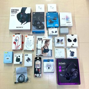 0622♭【ジャンク品・22個まとめ売り・１円開始】Apple SENNHEISER SONY JBL等他 ワイヤレスイヤホン 有線イヤホン 有線ヘッドホン