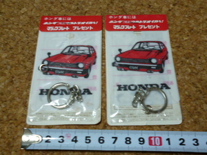  редкий редкость не продается HONDA Magic plate брелок для ключа 2 шт не использовался / подлинная вещь Showa Retro Civic CIVIC