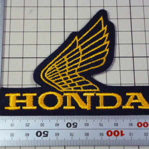 HONDA 純正品 ウイングマーク ワッペン 当時物 です(刺繍/黄色/108×80mm) 70年代 80年代 ビンテージ ホンダの画像2