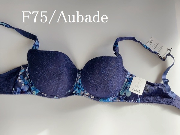 F75☆Aubade オーバドゥ Charme d'Edenフランス高級下着 ブラ ブルー