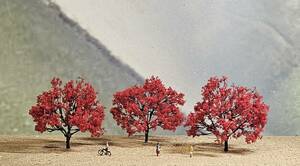 〓鉄道模型 ジオラマ用樹木〓赤もみじ3本セット Nゲージサイズ 〓 ジオラマハウス製〓
