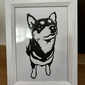 フォトフレーム入り　柴犬　切り絵