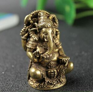 66g ガネーシャ インド ヒンドゥー 仏像 神様 歓喜天 豊穣 象 学問 金運 置物 繁盛 風水 仏教 厄除 シヴァ ヴィシュヌ 真鍮 金属 銅 ga66