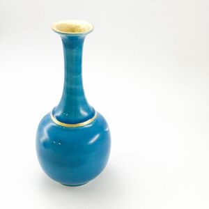 浅葱交趾　鶴首花器 花入 唐物 花器 花瓶 中国古玩 銅製 時代物 人間国宝 中国美術 陶器
