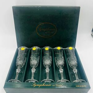 ★【未使用/保管品】 Cristal de Flandre FRACE クリスタルワイングラス 5個セット DR-634 口径6cm 高さ21cm