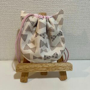 【人気商品】ホワイトリボンのかわいい猫耳巾着 イヤホンケース 小物入れ ハンドメイド きんちゃく袋 マチなし