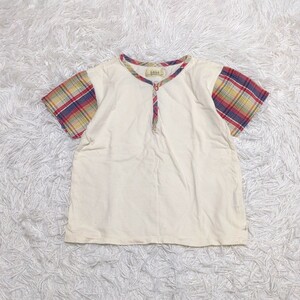 【1円スタート】bebe　べべ　半袖　Tシャツ　110cm　ロゴ　チェック　キッズ　子供服