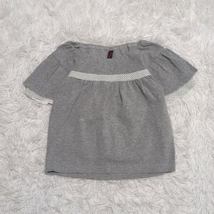 【1円スタート】ノーブランド　半袖　トップス　カットソー　110cm　グレー　女の子　キッズ　子供服