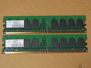 ★DELL純正/Nanya DDR2-400/PC2-3200U/512MBx2枚セット 合計1GB (DDR049)