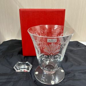 未使用 保管品 バカラ クリスタル Baccarat 花瓶 フラワーベース キリンビール 創立80周年記念 オーダーメイド ベース 1907-1987 箱あり