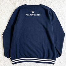 極美品カシミヤ100% パーリーゲイツ PEARLY GATES クルーネック ニット 5 (L) 薄手 ゴルフウェア. セーター ネイビー_画像6