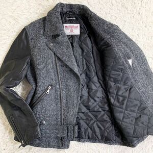 【美品・XL相当】JACKROSE HarrisTweed ジャックローズ ハリスツイード ダブル ライダースジャケット 中綿キルティング サイズ5 レザー