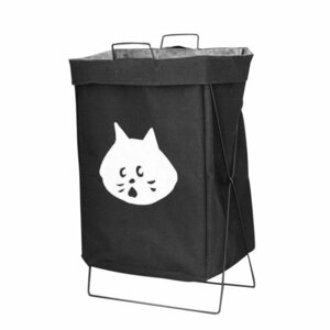  laundry basket iron frame folding storage basket bag bus room bed room cat pattern cover none black 