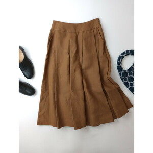 MARGARET HOWELL マーガレットハウエル Three Pleat Skirt アイリッシュ リネン スカート ロング 1 ブラウン