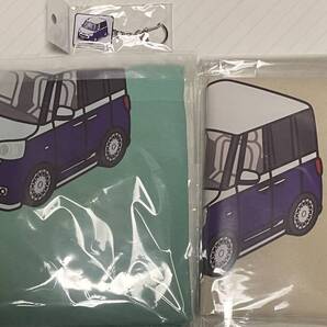 ダイハツ ムーヴキャンバス Tシャツ,エコバッグ,キーホルダー 3点セット (ストライプ ホワイト/パープル)