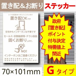 置き配(or宅配ボックス)とお断りを一石二鳥で解決するステッカー(シール)G　置き配　猫　宅配ボックス　ポスト