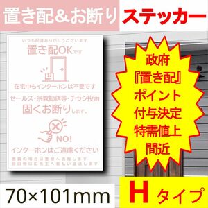 置き配(or宅配ボックス)とお断りを一石二鳥で解決するステッカー(シール)H　置き配　猫　宅配ボックス　ポスト