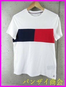 【送料300円可】003c54◆良品です◆TOMMY HILFIGER トミーヒルフィガー フラッグ柄 半袖Tシャツ S/カットソー/ジャケット/マリン