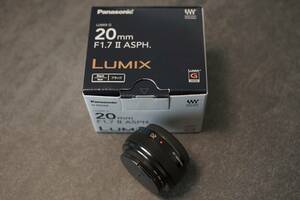 【2023/10購入】Lumix G 20mm F1.7 Ⅱ ASPH　ブラック　保護フィルター付属