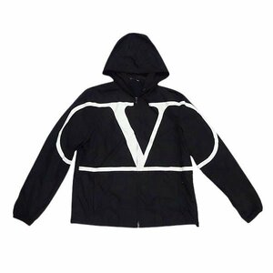 1円～ VALENTINO ヴァレンティノ Vロゴ ウィンドブレーカー サイズ48 ブラック メンズ ファッション 【中古】