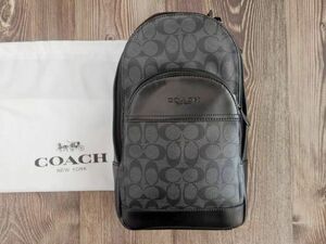 コーチ COACH PVC+レザー ボディバッグ ワンショルダーバッグ ブラック メンズ 39942 保存袋付き 新品未使用