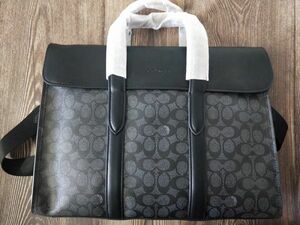 コーチ COACH レザー 2WAY ビジネスバッグ ブリーフケース メンズ 39775 ブラック 保存袋付き 新品未使用