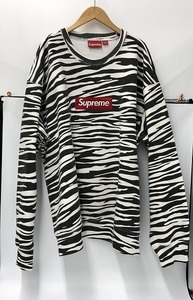 期間限定セール シュプリーム Supreme スウェットシャツ 白黒・縞柄 Box Logo Crewneck Zebra