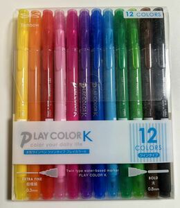 [数回使用済]水性サインペン ツインタイプ プレイカラーK 12色 画材