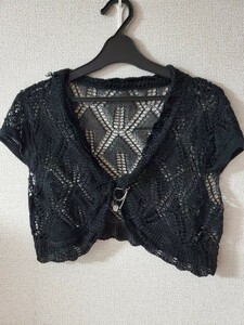 ボレロ　カーディガン 　かぎ編み　Mサイズ 黒