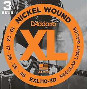 D'Addario エレキギター弦 ニッケル Regular Light .010-.046 EXL110-3D 3セットパック 【国内正規品】