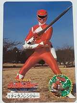 ☆1992年　カードダス　恐竜戦隊ジュウレンジャー　№1　『ティラノレンジャー』　　パワーレンジャー　Mighty Morphin Power Rangers_画像1