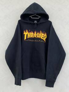 THRASHER FLAME LONG パーカー S スラッシャー フレイム ファイヤー Fire スケート スケーター サンフランシスコ エドワード・リギンズ