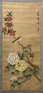 M　掛け軸　1点　年代物　花鳥　日本古美術　中国古美術　美術品　骨董　12s-1610