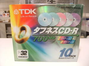 未使用★昭和レトロ★90年代★当時物 TDK タフネス CD-R 700MB 10PACK カラーディスク カラーケース★録音 音楽 ミュージック 旧車